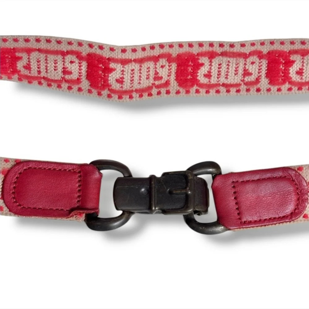 VINTAGE Red & Tan Elastic Belt “Jeans” with Metal Buckle VINTAGE